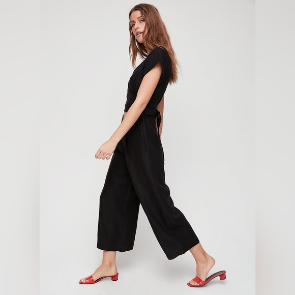 Aritzia Wilfred Brax Jumpsuit Linen Lyocell Cutout  Wide Leg Size 6 - Picture 9 of 11